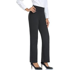 Tapata Dames 71cm/76cm/81cm/86cm Bootcut Stretch Broek Hoge Taille Dames Kantoorbroek Werkbroek Buikcontrole Lange Elegante Uitlopende Broek Casual Broek Yogabroek 86cm Donkergrijs XL