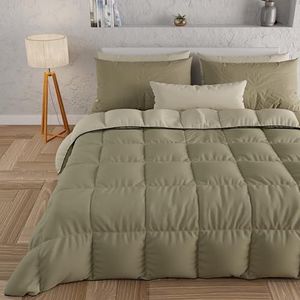 PETTI Artigiani Italiani - Winterdekbed voor tweepersoonsbed, maxi, effen, dubbelzijdig, modder, taupe, 100% Made in Italy
