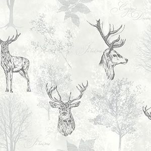 Arthouse Etched Stag Mono Wallpaper 901808 behang