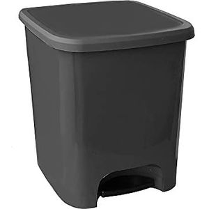 OFITURIA® Afvalemmer met pedaalbak voor afvalcontainer van polyethyleen, veelzijdig bruikbaar, inhoud: 25 l, antracietgrijs