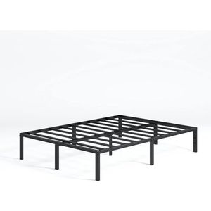 Zinus Yelena Bed 140 x 190 cm, bedframe 36 cm hoog met opbergruimte onder het bed, metalen platform met lattenbodem van staal, zwart