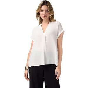 Oltre - Blouse - Wit - Viscose met Satijnen Details - V-hals - Korte Kimono Mouwen