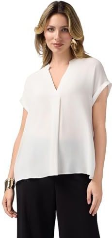 Oltre - Blouse - Wit - Viscose met Satijnen Details - V-hals - Korte Kimono Mouwen
