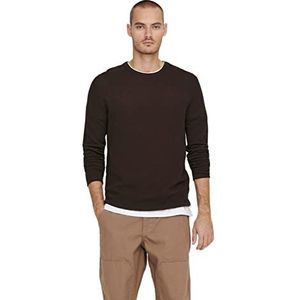ONLY & SONS Men's ONSPANTER 12 STRUC Crew Knit NOOS Sweater, Seal Brown, S, bruin, S