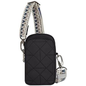 Travelon Unisex Boho Anti-Diefstal 2 Compartiment Telefoon Crossbody, Zwart, Zwart