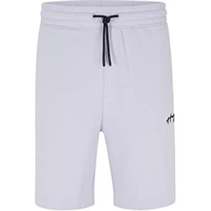 HUGO Dampinas Relaxed-Fit shorts voor heren, van katoen-terry met handgeschreven logo, licht/pastelpaars 535, XXL