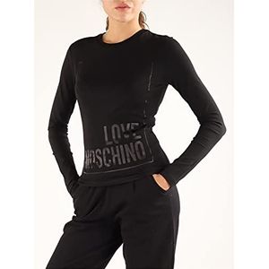 Love Moschino Dames T-shirt met lange mouwen met satijnen logo box