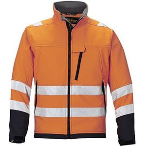 Snickers 12136658003 Soft Shell veiligheidsjas klasse 3 X-Small oranje/staalgrijs.