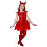 Widmann - Kinderkostuum duiveltjes, jurk, hoorns, Halloween, carnaval, themafeest