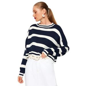 Trendyol FeMan Regular fit Basic Crew Neck Knitwear Trui, Marineblauw, S, Donkerblauw, S