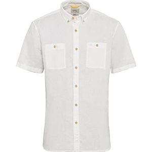 camel active Zomerse herenhemd met korte mouwen van een katoen-linnenmix, wit, S
