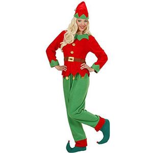 Widmann - Kostuum elf, helper van de kerstman, bovendeel met riem, broek, hoed, kabouter, kerstman, Kerstmis