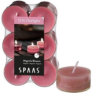 SPAAS 12 Maxi Clearlights Geur, theelichten in transparante cup, ± 8 uur - Magnolia Blossom
