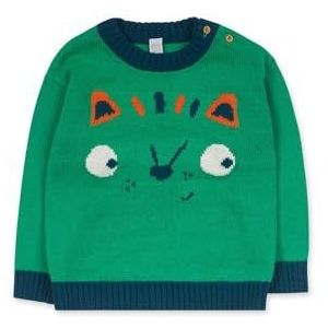 Tricot-trui voor kinderen, groen met beeropdruk en knopen uit de Trecking Time collectie., Oranje, 24 Maanden