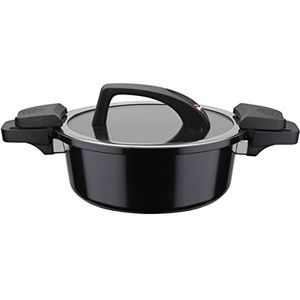 GSW Energiespaarpot met glazen deksel Gourmet Nero 24cm, 4 L, zwart