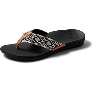 Reef Ortho Woven Dames Slippers - Black White