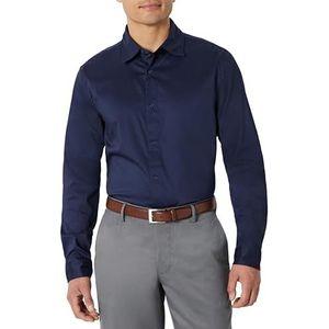 Amazon Essentials Heren Slim-Fit Lange Mouw Stretch Jurk Shirt, Navy, M