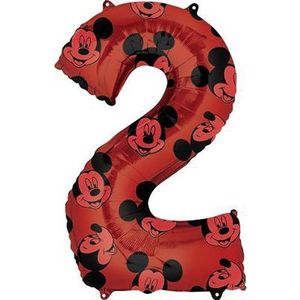 Anagram Folieballon Mickey getal 66 cm - rood