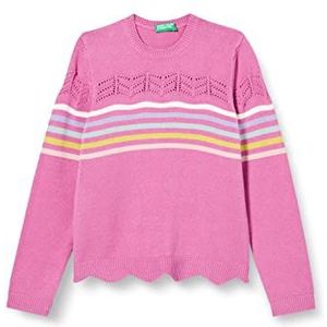 United Colors of Benetton Jersey G/C M/L 127BH100E pullover, fuchsia met kleurrijke strepen 901, YS voor meisjes