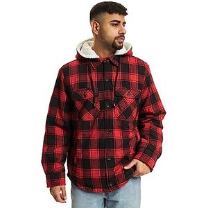Brandit Heren Lumberjacket Hooded Lumberjacket capuchon, zwart/rood, L