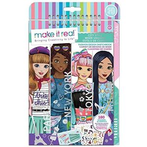 Make It Real - Mode schetsboek: City Style, met sjablonen en stickers voor creativiteit - Kunst- en knutselkleurblok voor kinderen - Knutselen voor meisjes