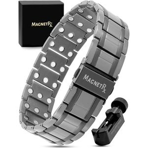 MagnetRX Â® Titanium magnetische armband met 3 sterktes â€” magnetische armbanden voor heren â€” hoogwaardige vouwsluiting en verstelbare lengte met maatgereedschap (gunmetal)