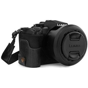 MegaGear MG1681 Ever Ready cameratas van echt leer, compatibel met Leica V-Lux 5, Panasonic Lumix DC-FZ1000 II, zwart