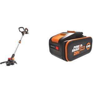 WORX Nitro WG173E.9 Accu grastrimmer 20 V - krachtige - 33 cm snijcirkel & WORX WA3644 PowerShare Pro-accu 20 V - 4,0 Ah, oplaadbaar - geschikt voor alle WORX apparaten