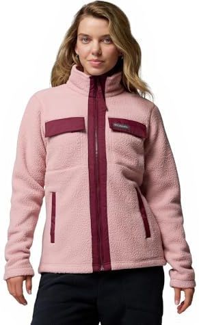 Columbia Dames Juniper Peak Full Zip Fleece, Volledige Zip Fleece Jacket, Eraser Pink, Rich Wine, XXL