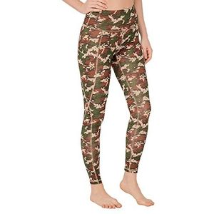 LOS OJOS Camo Leggings voor dames, hoge taille, buikweg, camouflage, workout leggings voor vrouwen, kaki-kastanjebruin, M