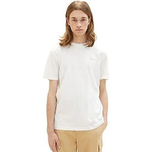 TOM TAILOR Denim Heren 1036452 T-shirt, 12906-Wool White, S, 12906 - Wool White, S