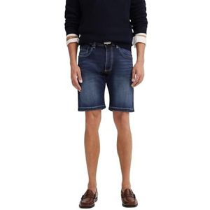 Bermuda - Middenblauw - Steekzakken - Ritssluiting - Used-Wash Design