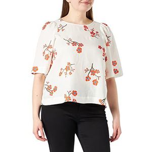 Seidensticker Damesblouse - Fashion Blouse - Ronde hals - Korte mouwen - 100% Linnen, wit, 42