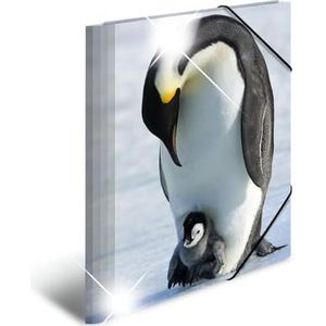 HERMA 19326 Verzamelmap A4 dieren pinguïns, kinderen hoekspanner-map van kunststof met hoogglans-look, interne print en elastiek, stabiele omslagmap van plastic voor jongens en meisjes