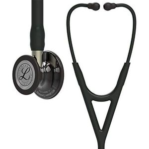 3M Littmann Cardiology IV Diagnostische Stethoscoop, borststuk met hoogglanzend gepolijste rookkleurige afwerking, zwarte slang, champagnekleurige steel en zwarte headset, 27 inch, 6204