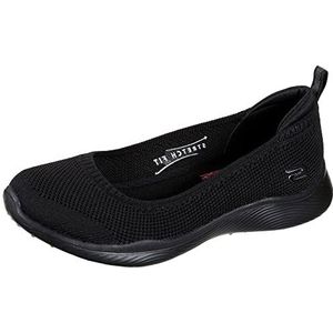 Skechers Microburst 2.0 Be Iconic Sneaker voor dames, Zwarte stretch fit gebreide skimmmer, 4.5 UK Wide