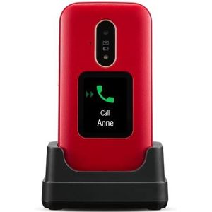 Doro 6880 4G mobiele telefoon, ontgrendeld, voor senioren met sprekende digitale toetsen, externe weergave, assistentieknop en oplader [Franse versie] (rood)