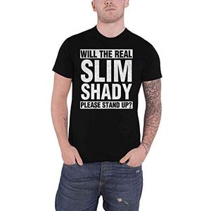 Eminem T Shirt The Real Slim Shady please stand Up nieuw Officieel Mannen Zwart L