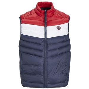 JACK & JONES Jjesprint bodywarmer voor heren met kraag, Navy Blazer/Detail: wit/True Red Blocking, S