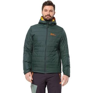 Jack Wolfskin - LAPAWA INS HOODY M - Functioneel Jack - Zwart/Olijf - Waterafstotend
