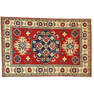 Eden kunststof Usbekistan super tapijt handgeknoopt, katoen, meerkleurig, 80 x 123 cm