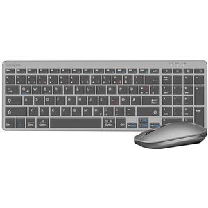 LogiLink - ID0215 - Draadloos Toetsenbord en Muis Kit - Grijs - Dual Mode - 1600 dpi