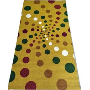 BuyElegant Spiraalvormige stippen antislip polyester vloerkleed geel meerkleurig polkadots speelmat 150 x 80 cm