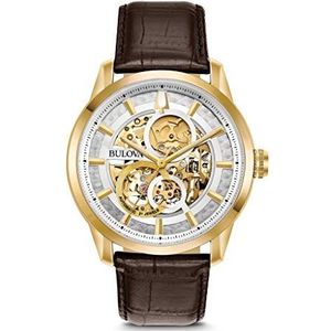 Bulova Heren analoog automatisch horloge met leren armband 97A138, Band