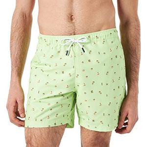 TOM TAILOR Denim Uomini Zwemshort met print 1029970, 29256 - Green Palm Surf Print, XS