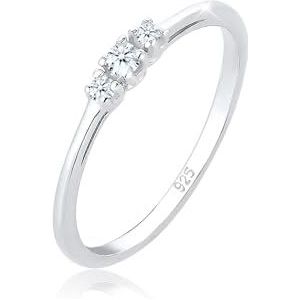 Elli PREMIUM Ring verlovingsring diamant (0,07 ct.) Delicate 925 zilver, 56 EU, zilver, Diamant