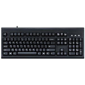 Perixx Periboard-106 USB-toetsenbord, Engels, QWERTY-toetsenbord, hoge prestaties, hoge toetsen, volledige grootte, met numeriek toetsenbord, zwart