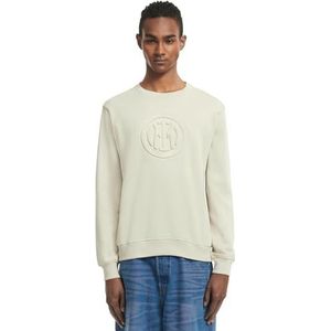 Inter Embossed Collection, sweatshirt met ronde hals voor heren, beige, XL