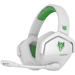 NUBWO G06 Dual Wireless Gaming Headset met Microfoon voor PS5, PS4, PC, Mobile, NS: 2.4 GHz Wireless Bluetooth - 100 uur - 50mm Driver - Wit/Groen