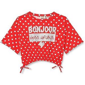 Koton Oversized T-shirt voor meisjes, korte mouwen, ronde hals, polkadots, katoen, Rood ontwerp (01D), 5-6 Jaar